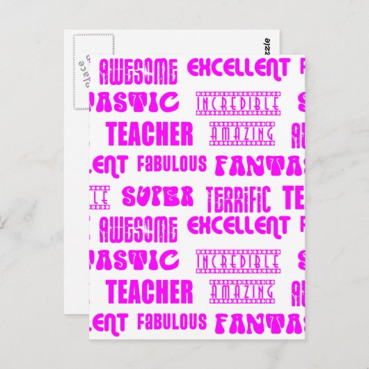 Cool rosa Modernes Design 4 Lehrer Positive Worte Postkarte (Vorne/Hinten)