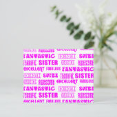 Cool rosa Modernes Design 4 Sisters Positive Worte Postkarte (Stehend Vorderseite)