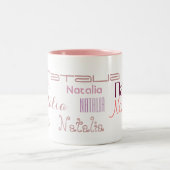 Cool rosa Schriftart Ihr Name Personalisiert Zweifarbige Tasse (Mittel)