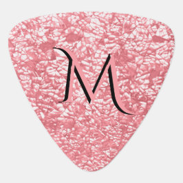 Cool rosa Schwarz Abstrakte Blüte Mit Monogramm Plektrum