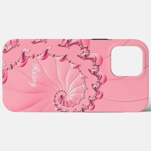 Cool rosa Schwarz Fraktal Swirt Name Case-Mate iPhone Hülle (Rückseite (Horizontal))