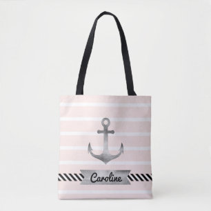 Cool rosa Streifen Wasserfarben Ankerpunkt Persona Tasche