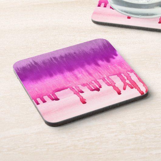 Cool rosa Violett Wasserfarben Ombre Untersetzer (Linke Seite)