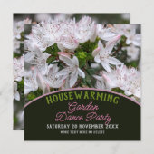 Cool Rosa weiße Blume Housewarming Garden Party Einladung (Vorne/Hinten)