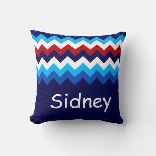 Cool-Rot-Weiß-Chevronen-Monogramm-Kissen Kissen