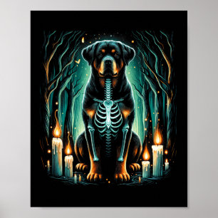 Cool Rottweiler Hund Skeleton Halloween Hund Mama Poster