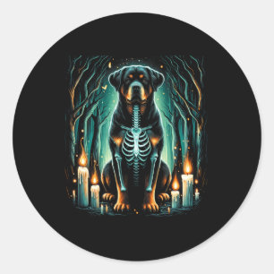 Cool Rottweiler Hund Skeleton Halloween Hund Mama  Runder Aufkleber