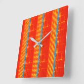 Cool Rustic Blue Orange Yellow Red Stripes Quadratische Wanduhr (Winkel)