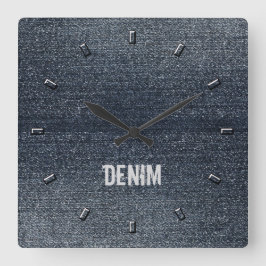 Cool Rustic Look Blue Denim Wall Clock Quadratische Wanduhr