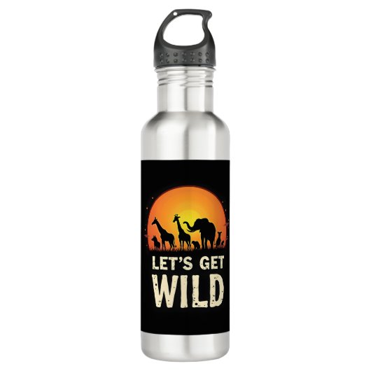 Cool Safari Design For Men Women Kids Safari Anima Edelstahlflasche (Vorderseite)