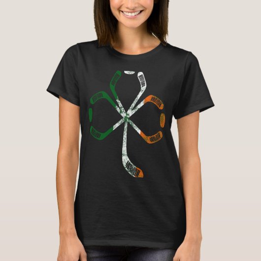 Cool Saint Patrick's Hockey Shamrock Ireland Flag T-Shirt (Vorderseite)