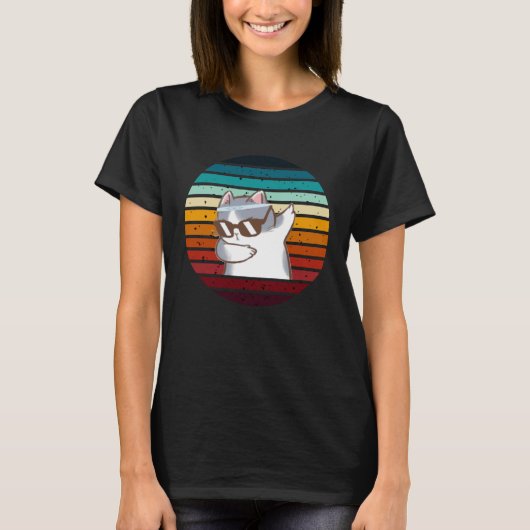 Cool Samurai Cat Retro Sunset Cute Kitten Men Wome T-Shirt (Vorderseite)