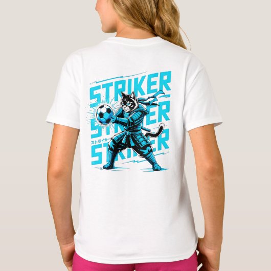 Cool Samurai Cat Soccer Striker - Gift for soccer T-Shirt (Rückseite)