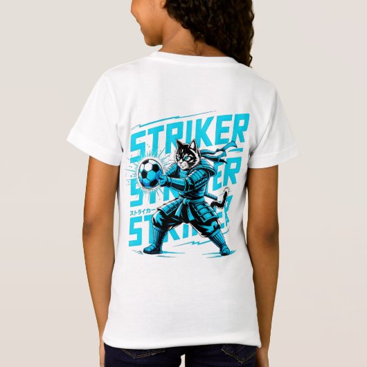 Cool Samurai Cat Soccer Striker - Gift for soccer T-Shirt (Rückseite)