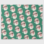 Cool Santa Bubble Gum Sunglasses Christmas Green Geschenkpapier (Flach)