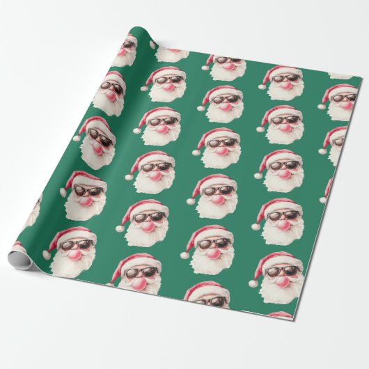 Cool Santa Bubble Gum Sunglasses Christmas Green Geschenkpapier (Ungerollt)