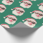 Cool Santa Bubble Gum Sunglasses Christmas Green Geschenkpapier (Ecke)