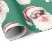 Cool Santa Bubble Gum Sunglasses Christmas Green Geschenkpapier (Rolleneckpunkt)