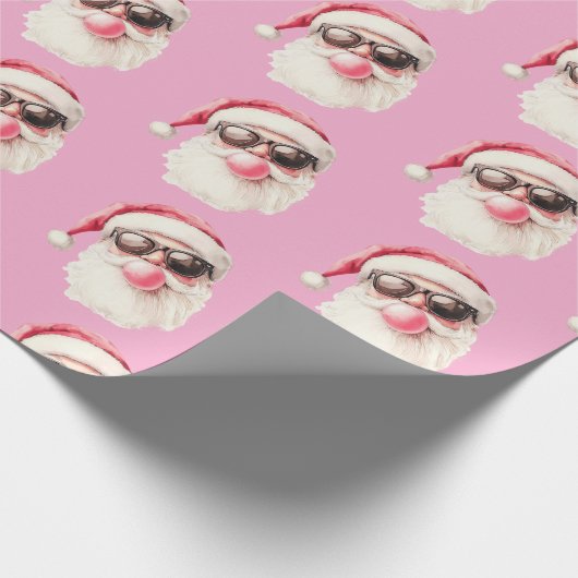 Cool Santa Bubble Gum Sunglasses Christmas Pink Geschenkpapier (Ecke)