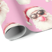 Cool Santa Bubble Gum Sunglasses Christmas Pink Geschenkpapier (Rolleneckpunkt)