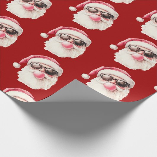Cool Santa Bubble Gum Sunglasses Christmas Red Geschenkpapier (Ecke)