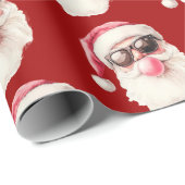 Cool Santa Bubble Gum Sunglasses Christmas Red Geschenkpapier (Rolleneckpunkt)