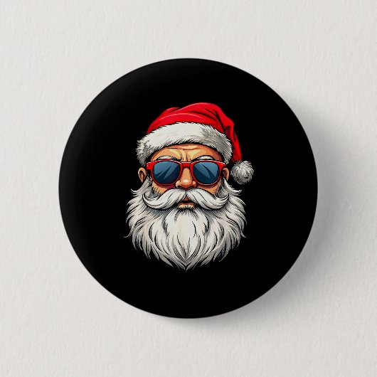 Cool Santa Claus Face Retro Sungles Christmas Men  Button (Vorderseite)