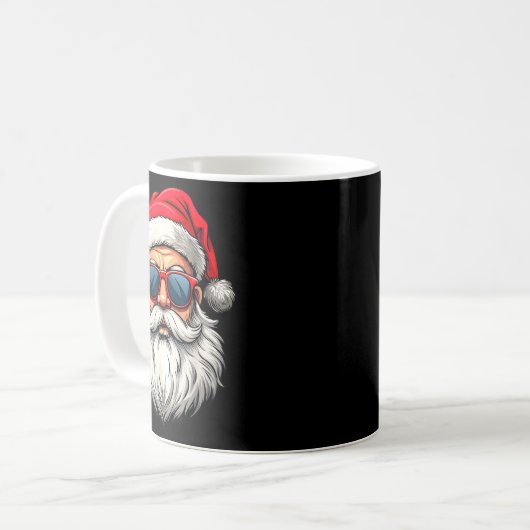 Cool Santa Claus Face Retro Sungles Christmas Men Kaffeetasse (Vorderseite Links)