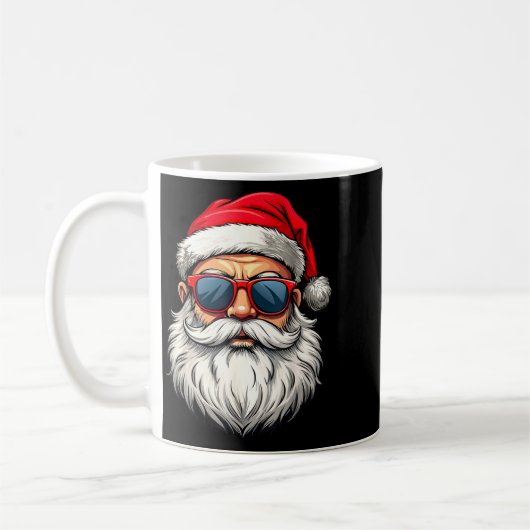 Cool Santa Claus Face Retro Sungles Christmas Men Kaffeetasse (Links)