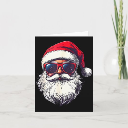 Cool Santa Claus Face Retro Sungles Christmas Men  Karte (Vorderseite)