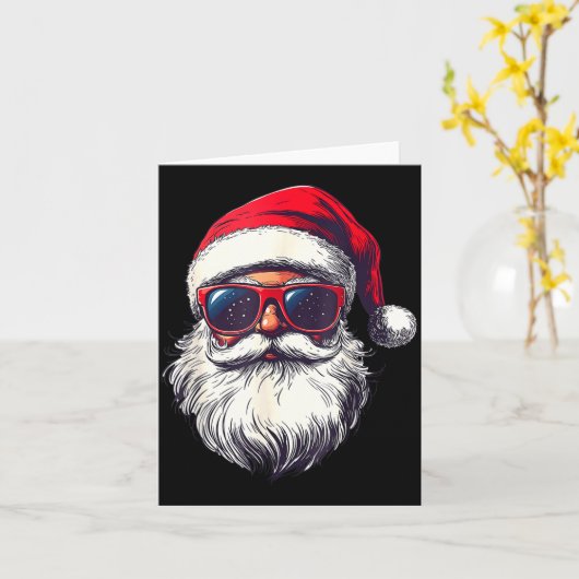 Cool Santa Claus Face Retro Sungles Christmas Men Karte (Gelbe Blume)