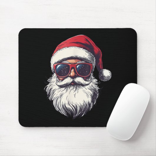 Cool Santa Claus Face Retro Sungles Christmas Men  Mousepad (Mit Mouse)