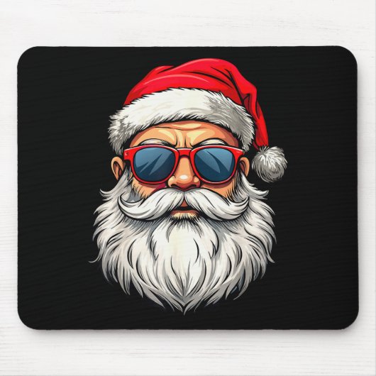 Cool Santa Claus Face Retro Sungles Christmas Men Mousepad (Vorne)
