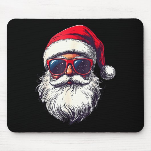 Cool Santa Claus Face Retro Sungles Christmas Men  Mousepad (Vorne)