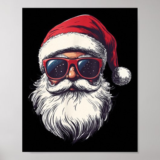 Cool Santa Claus Face Retro Sungles Christmas Men Poster (Vorne)