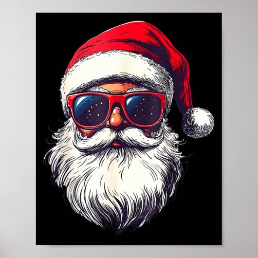 Cool Santa Claus Face Retro Sungles Christmas Men  Poster (Vorne)