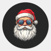 Cool Santa Claus Face Retro Sungles Christmas Men  Runder Aufkleber (Vorderseite)