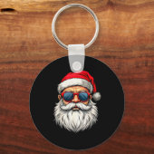 Cool Santa Claus Face Retro Sungles Christmas Men Schlüsselanhänger (Vorderseite)