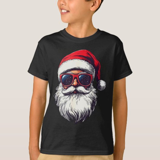 Cool Santa Claus Face Retro Sungles Christmas Men T-Shirt (Vorderseite)