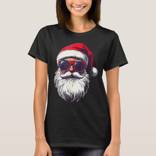 Cool Santa Claus Face Retro Sungles Christmas Men T-Shirt (Vorderseite)