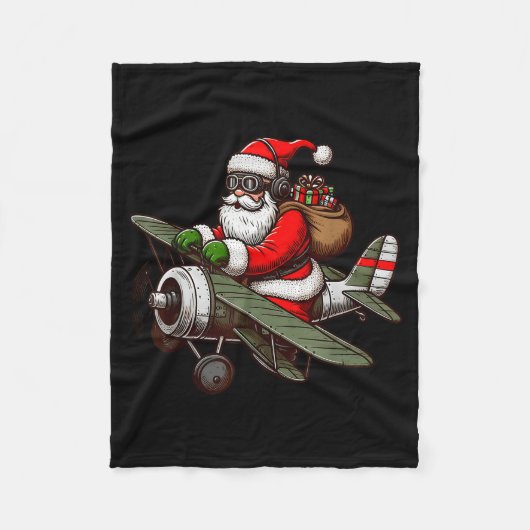 Cool Santa Claus Flying Airplane Pajama Christmas Fleecedecke (Vorderseite)