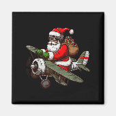 Cool Santa Claus Flying Airplane Pajama Christmas Magnet (Vorne)
