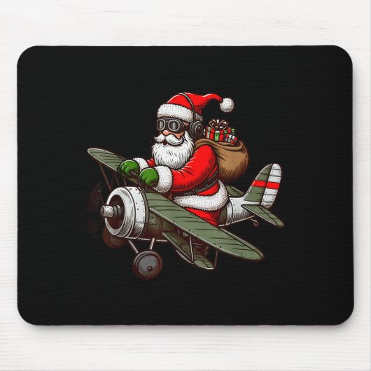 Cool Santa Claus Flying Airplane Pajama Christmas Mousepad (Vorne)