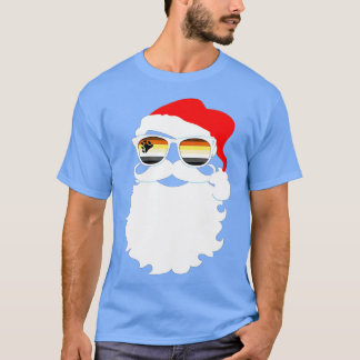 Cool Santa Claus Gay Bear Pride Flag Sunglasses T-Shirt