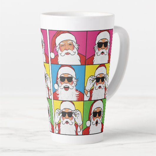 Cool Santa Claus Pop Art with Sunglasse Milchtasse (Rechte Ecke)