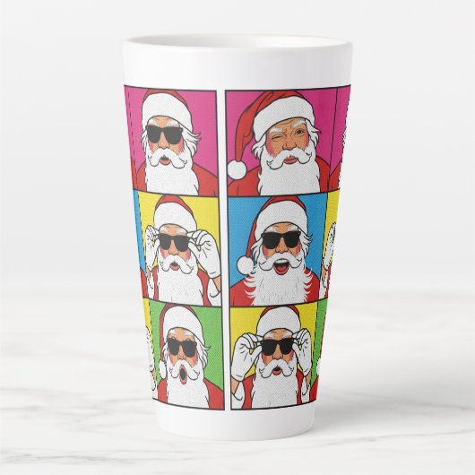 Cool Santa Claus Pop Art with Sunglasse Milchtasse (Vorderseite)