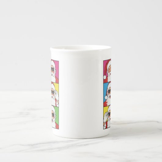 Cool Santa Claus Pop Art with Sunglasses - Retro C Porzellantasse (Vorderseite)