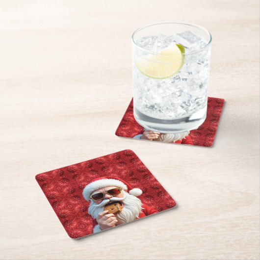 Cool Santa Claus Rechteckiger Pappuntersetzer (Vor Ort)