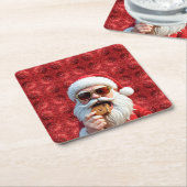 Cool Santa Claus Rechteckiger Pappuntersetzer (angewinkelt)