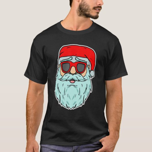 Cool Santa Claus Sonnenbrille Xmas Party Merry Chr T-Shirt (Vorderseite)